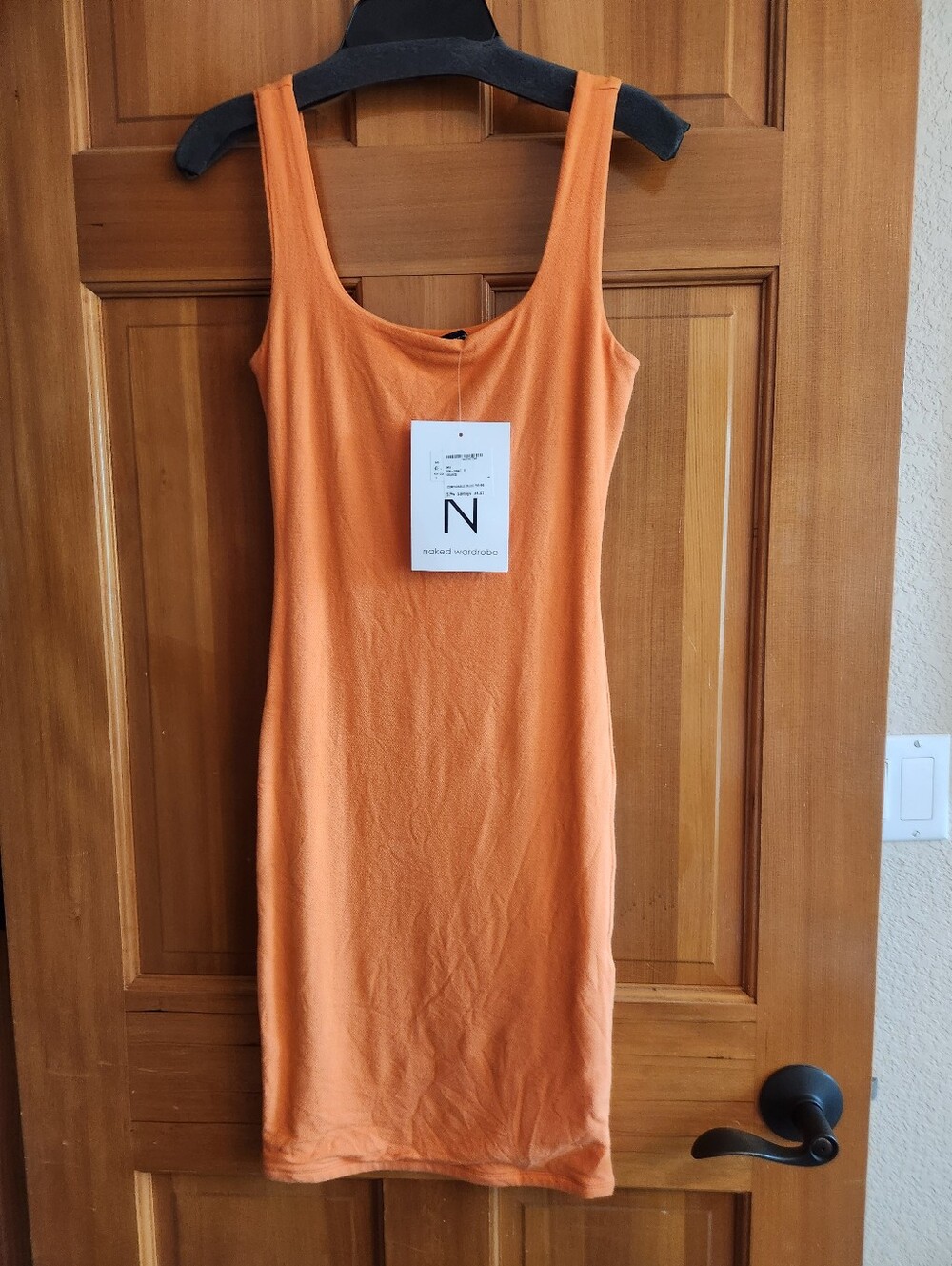 Naked Wardrobe Rust-Orange Tank Midi Dress